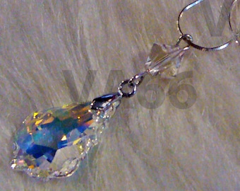 Swarovski Strass 6090 Baroque Crystal Pendant 22mm x 15mm 925 Sterling Silver 18" Necklace Chain Bicone Birthday, Bridal Shower, Bridesmaids