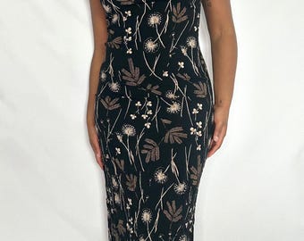 Vintage Black Floral Dress