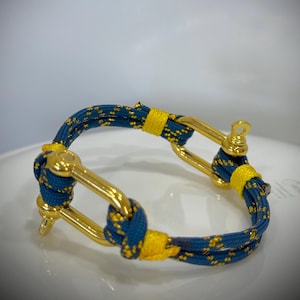 Gold and Navy Nautical Sailor Bracelet (Double Shackle)