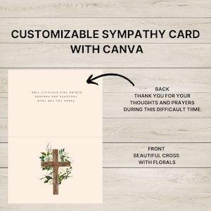 Carte de sympathie numérique avec croix - carte de condoléances religieuse modifiable, carte de sympathie chrétienne imprimable