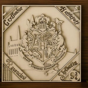 Wizard School Castle and Crest Laser Cutting
