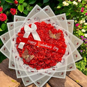 Flower Bouquet, Ribbon Bouquet, 50 Eternal rose Bouquet, eternal rose, Ribbon Roses, Graduation gift, Birthday gift, anniversary, Ramo