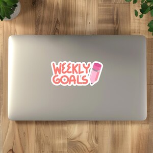 Weekly Goals Sticker, Cute Pink Planner Sticker, Productivity Motivation Vinyl Decal
