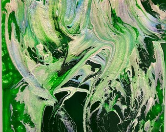 Acrylic Fluid Art "Emerald Whisper"