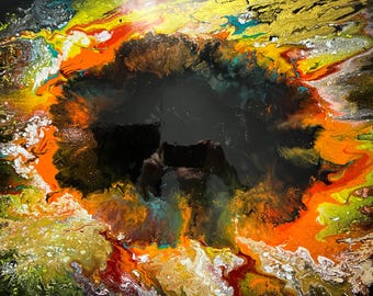Acrylic Epoxy Fluid Art "Black Hole #1"