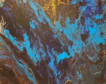 Acrylic Epoxy Fluid Art "Riptide" 20" x 16"