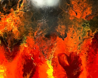 Acrylic Epoxy Fluid Art "Inferno"