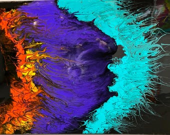 Acrylic Fluid Art 'Inferno Meets Ice"