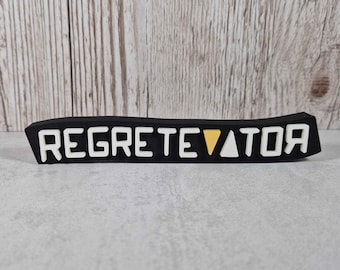Roblox Regretevator 3D Printed Desk Sign: Gamer Decor - Available in 2 sizes