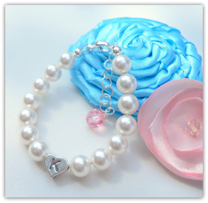 Baby Girl Baptism Flower Girl First Communion Pearl Bracelet Etsy