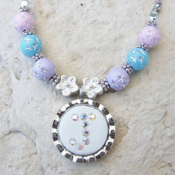 Swarovski Crystal New Mini Bottle Cap Initial Necklace