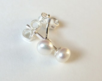 Child Baby First Pearl Earrings Sterling Silver E005