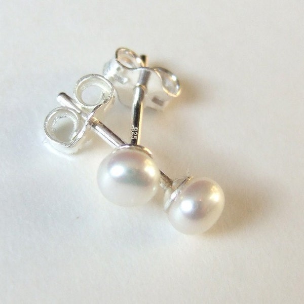 Child Baby First Pearl Earrings Sterling Silver E005