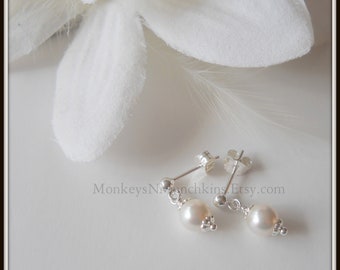 Pearl Dangle Earrings Flower Girl