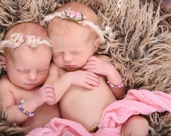 3 to 6 Month Size Twin Girls ID Bracelets Set of Two