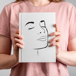 Lijn kunst gezicht svg, bloemen in het haar svg, lijntekeningen vrouwen SVG, gezichten vrouw bloemen SVG, Lady Face één regel, bestand knippen voor Cricut, digitaal bestand