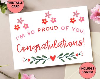 Carte de félicitations imprimable | Tellement fier de vous | florale de félicitations de Zazzle.be Liste d'envies Vous avez des idées ? Carte mignonne de félicitations | Pour l'obtention du diplôme, Accomplissement