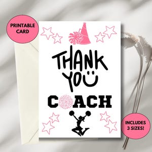 Printable Cheerleading Coach Thank You Card | Cheerleading Coach Appreciation | Thank You Card for Cheer Coach | Card from Cheerleader