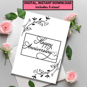 Afdrukbare jubileumkaart | Elegante jubileumkaart | Huwelijksverjaardag | Gefeliciteerd met je verjaardag | Jubileumcadeau | Minimalistisch jubileum
