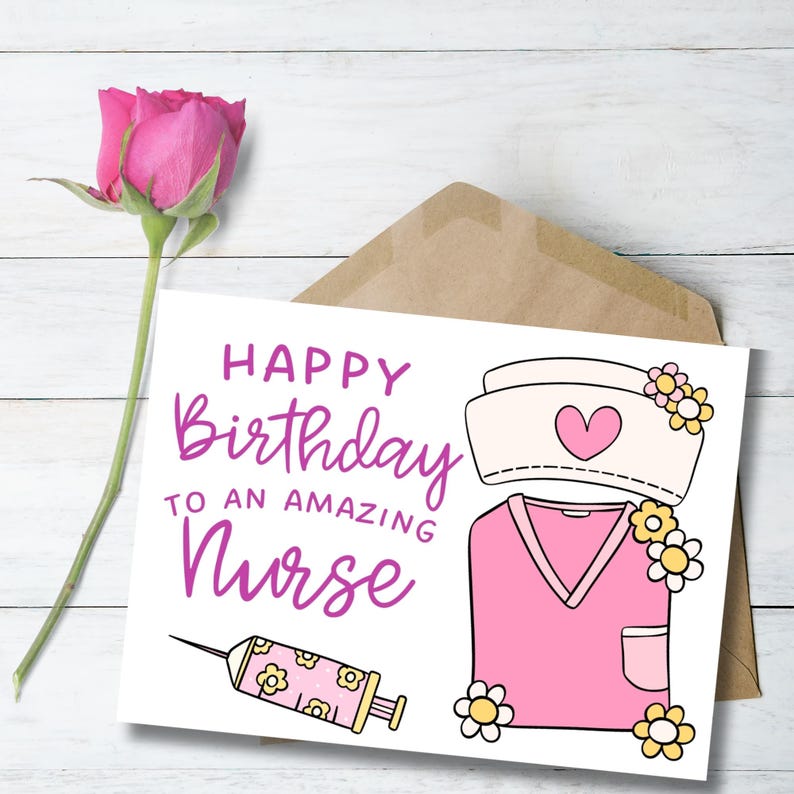 Printable Nurse Birthday Card (instant Download, PDF) - Etsy