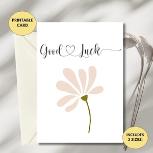 Tarjeta de buena suerte imprimible / Minimalista, floral / Tarjeta para la suerte / Graduación / Mis mejores deseos / Tarjeta para desear buena suerte / Linda tarjeta de buena suerte