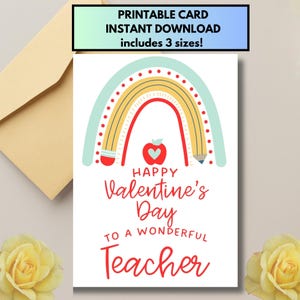 Printable Teacher Valentine's Day Card | Valentine's Day Printable | School Valentine's Card | Valentine's Day Card for Teacher