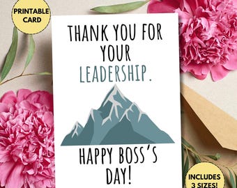Printable Boss's Day Card | Card for Boss | Card for Manager on Boss's Day | Card for Work Boss | Boss's Day Card | Thank You Card Boss