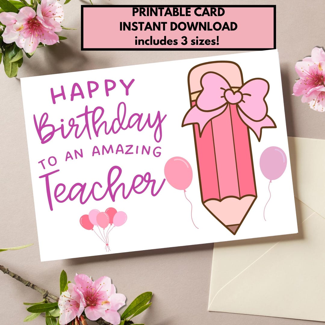 Printable Teacher Birthday Card - Il 1080xN.6641345594 H6vf 