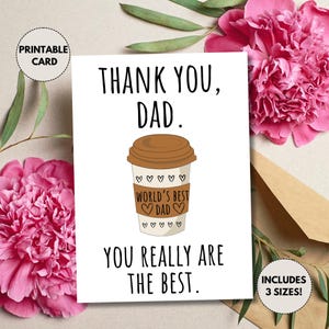 Tarjeta imprimible del Día del Padre / Gracias Papá / El mejor papá del mundo / Tarjeta para papá / Linda tarjeta del Día del Padre / Tarjeta de café del Día del Padre / Digital