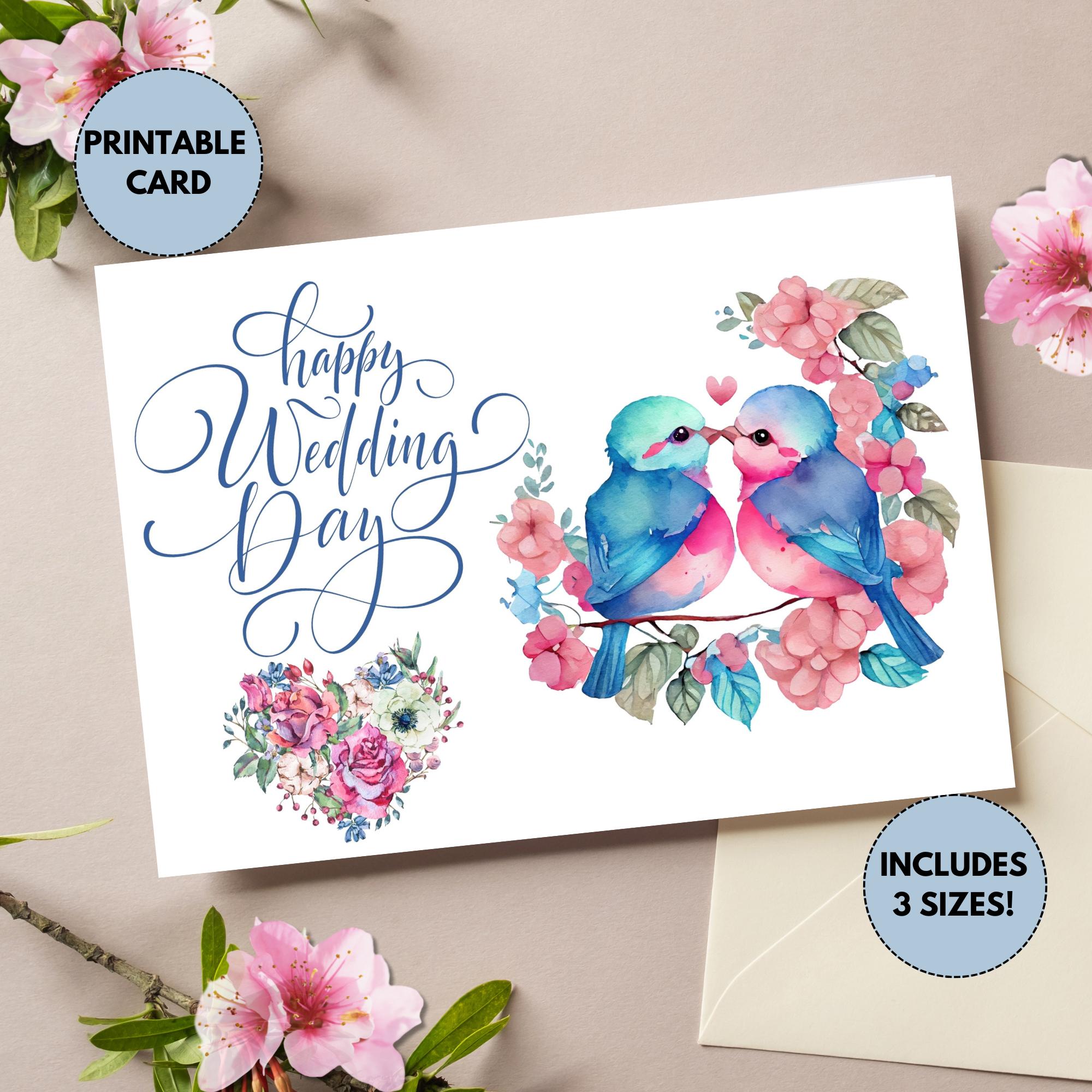 Printable Wedding Card | Happy Wedding Day Card | Elegant Wedding Card ...