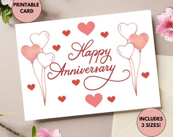 Printable Anniversary Card | Elegant Anniversary Greeting | Wedding Anniversary Card | Happy Anniversary Card | Anniversary Gift | Digital