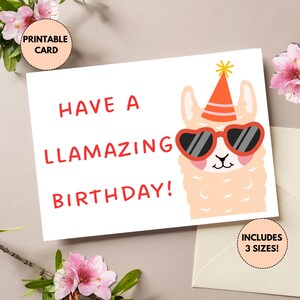 Carte d'anniversaire drôle imprimable | carte d'anniversaire de lama | Jolie carte d'anniversaire avec un lama | Carte d'anniversaire pour les amoureux des lamas | Anniversaire fantastique