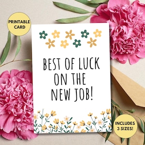 Tarjeta imprimible para nuevo empleo / Mucha suerte / Tarjeta para conseguir un trabajo o un ascenso / Felicitaciones por el nuevo trabajo / Deseando suerte en el nuevo trabajo