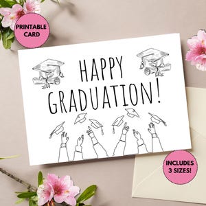 Printable Graduation Card | Happy Graduation | High School, College Graduation Card | Graduate Card | Cute Graduation Card | Graduation Caps