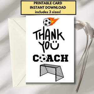 Cartão de agradecimento para treinador de futebol para impressão | Reconhecimento para treinador de futebol | Download instantâneo | Obrigado treinador | Cartão para treinador de futebol | Digital
