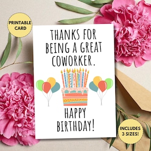 Carte d'anniversaire imprimable pour collègue | Carte d'anniversaire de collègue de travail | Carte d'anniversaire pour un ami au travail | carte pour l'anniversaire d'un collègue | Cadeau collègue
