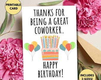 Printable Coworker Birthday Card | Work Colleague Birthday Card | Work Friend Birthday Card | Card for Coworker Birthday | Coworker Gift