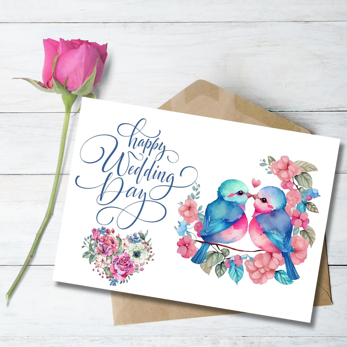 Printable Wedding Card | Happy Wedding Day Card | Elegant Wedding Card ...