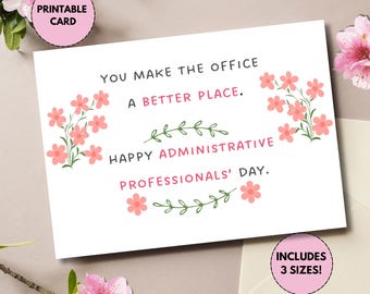 Administrative Professionals Day Card | Assistant Appreciation (Digital Download) | Includes 3 Sizes