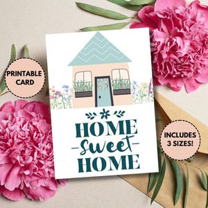 Afdrukbare housewarmingkaart | Leuke kaart voor nieuwe huiseigenaar | Huisjeontwerp | Home Sweet Home | Digitaal, direct downloaden | Nieuwe huiskaart