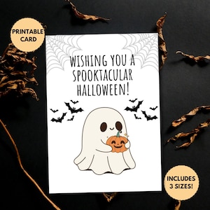 Printable Halloween Card | Halloween Ghost | Cute Halloween Card | Halloween Card for Kids | Happy Halloween | Spooktacular Halloween