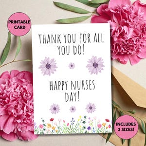 imprimable pour la fête des infirmières | Merci carte d'infirmière | Carte de remerciements mignonne pour l'infirmière | Carte d'appréciation d'infirmière | Bonne fête des infirmières