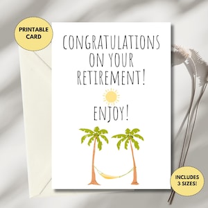 Printable Retirement Card | Coworker Retirement Card | Congratulations Retirement Card | Sunshine and Palm Trees | Retiree Card