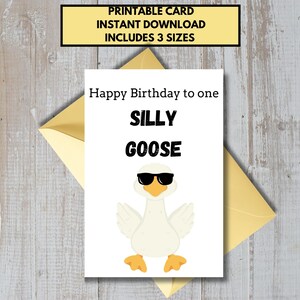 Printable Goose Birthday Card | Funny Birthday Card | Cute Birthday Card | Silly Goose Birthday Card | Happy Birthday Card with Goose