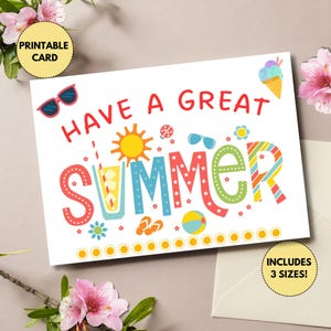 Afdrukbare eindejaarskaart | Fijne zomer | Voor student, docent, klasgenoot | Cadeau einde schooljaar | Kaart voor het einde van het jaar