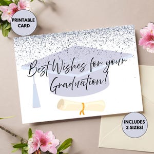 Tarjeta de graduación imprimible / Saludos de graduación / Tarjeta de graduación de secundaria y universidad / Tarjeta de graduación azul / Tarjeta de graduación linda