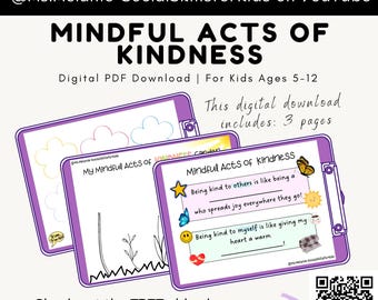 Mindful Acts of Kindness for Kids - Digital PDF Download - Pairs with @Ms.Melanie-SocialSkillsforKids on YouTube