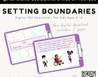Setting Boundaries Activity for Kids - Digital PDF Download - Pairs with @Ms.Melanie-SocialSkillsforKids on YouTube