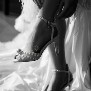 Ivory Wedding Sandals – Pearl Embellished Bridal Shoes with Open Toe for wedding or engagement vintage pearl bridal shoes