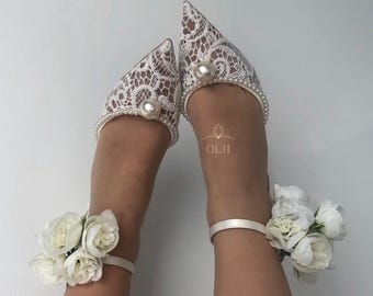 Wedding shoes, white shoes with lace, lace bride shoes, bride shoes, white transparent shoes for wedding, wedding heels, Pearl shoes